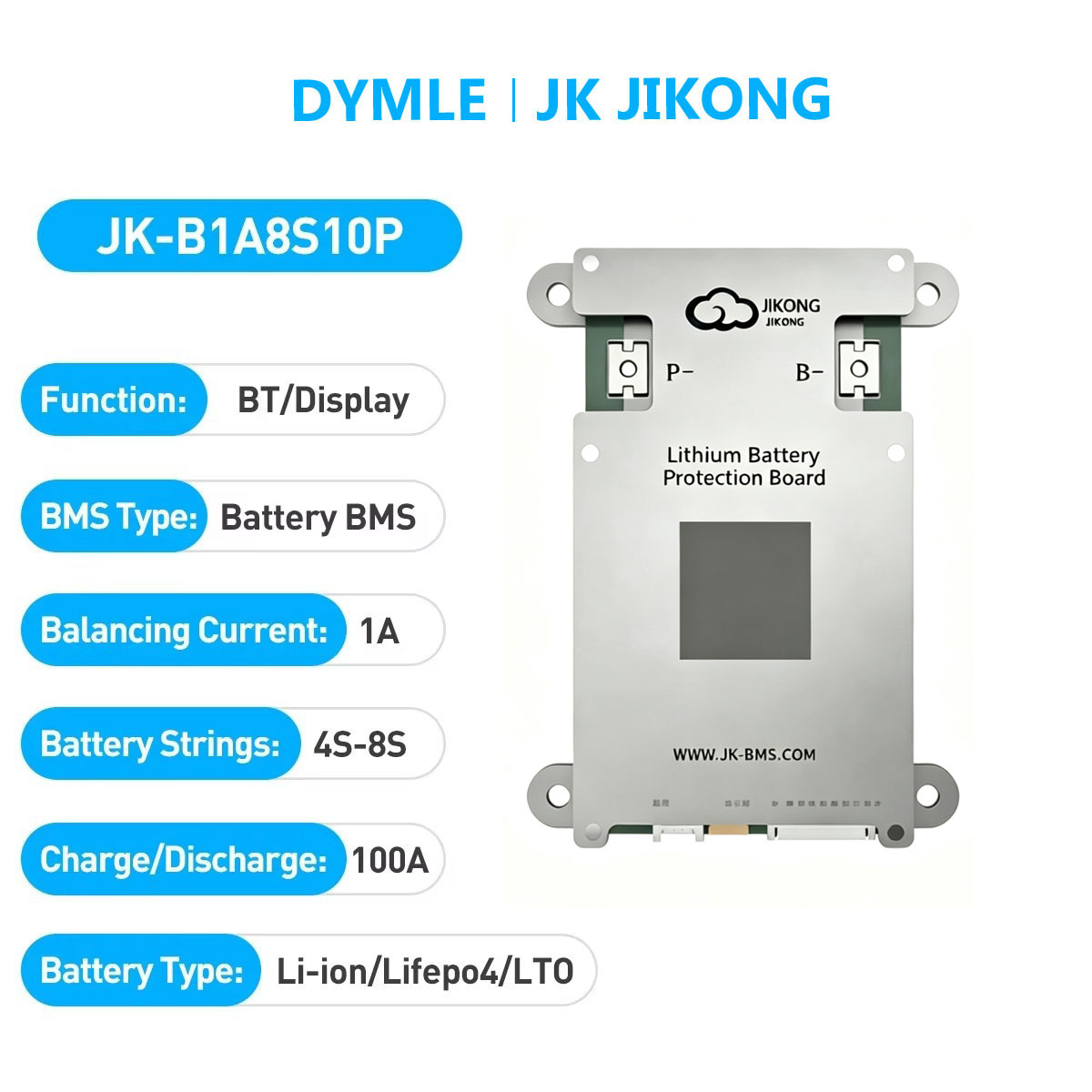 Lithium Battery 12V - JK JIKONG B1A8S10P BMS Attivo Intelligente